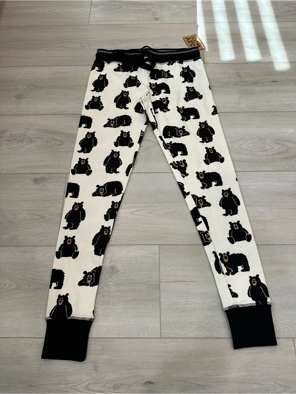 Lazy One Black & White PJ Legging with Mama Bear Tag